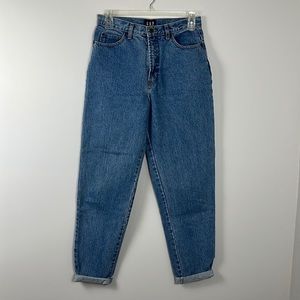 vintage GAP SIZE 12 LONG High Rise Taper Leg Mom Jeans 100% COTTON 'RIGID'